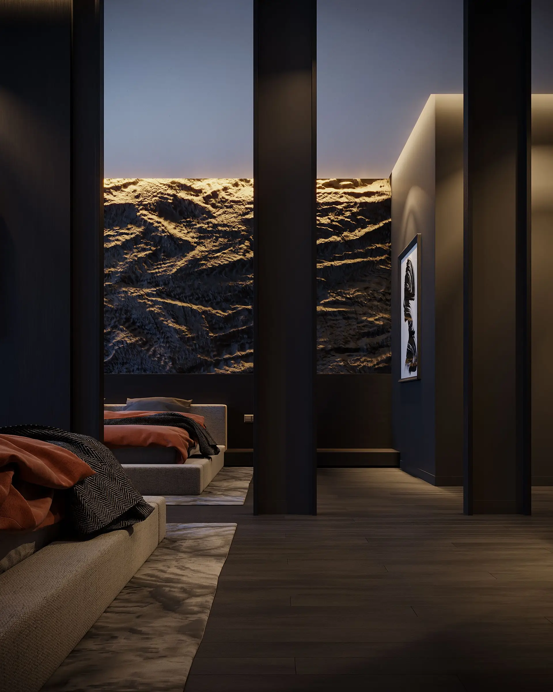 Warm natural interior with layered textures