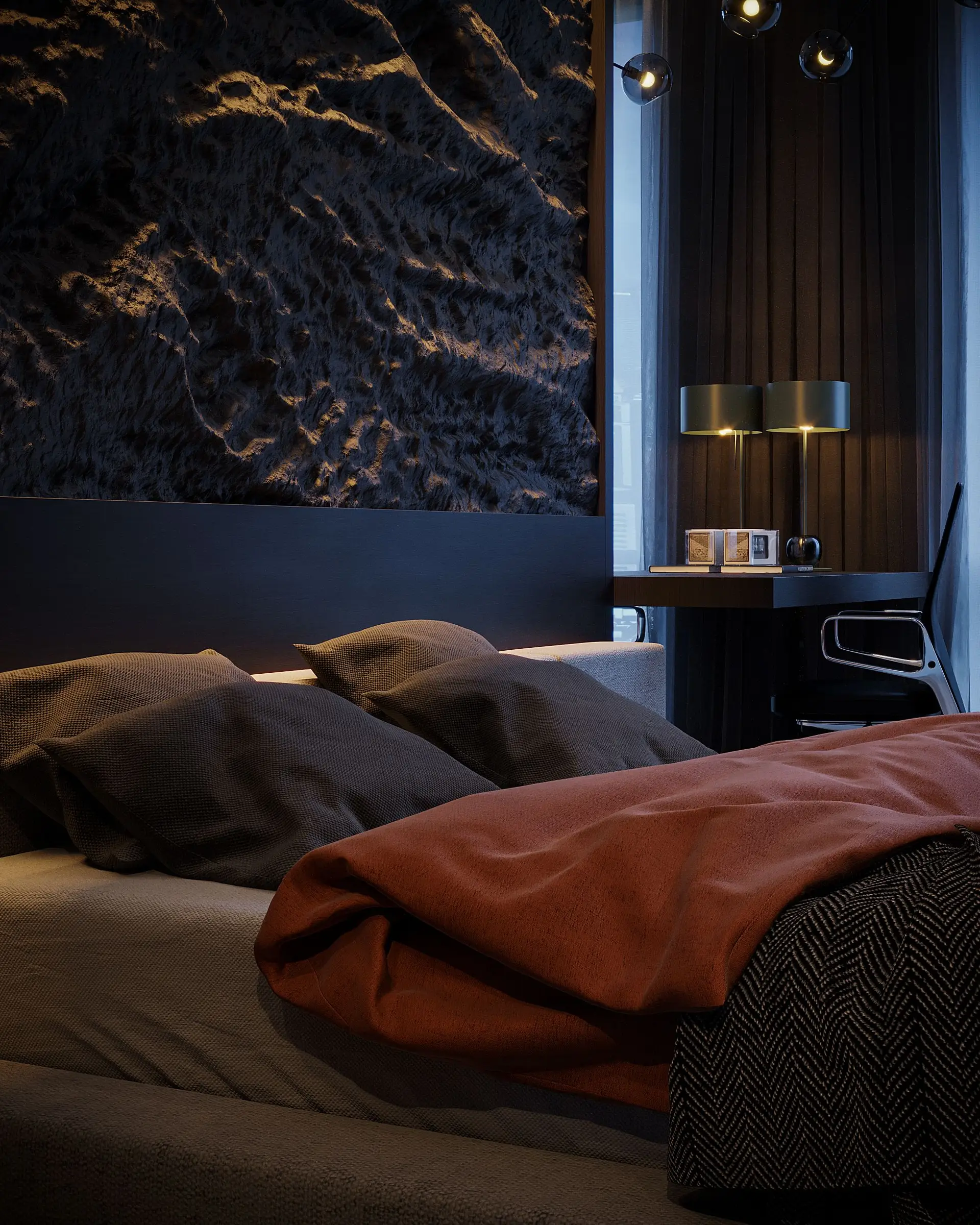 Warm architectural study and bespoke interior finish detail by Qoraventhessalia