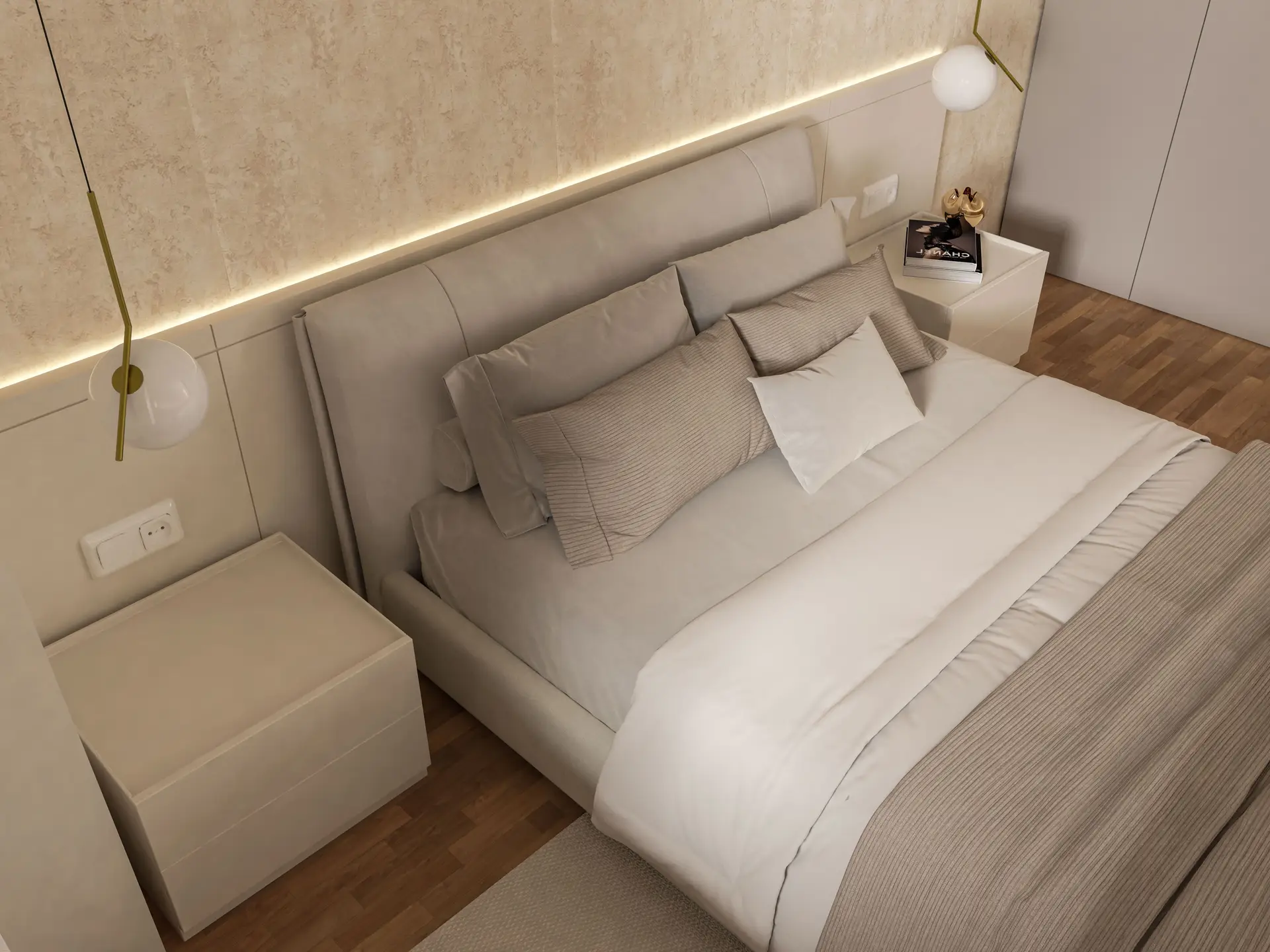 Mayfair Master Suite Sanctuary featuring arched alcove and pendant lighting