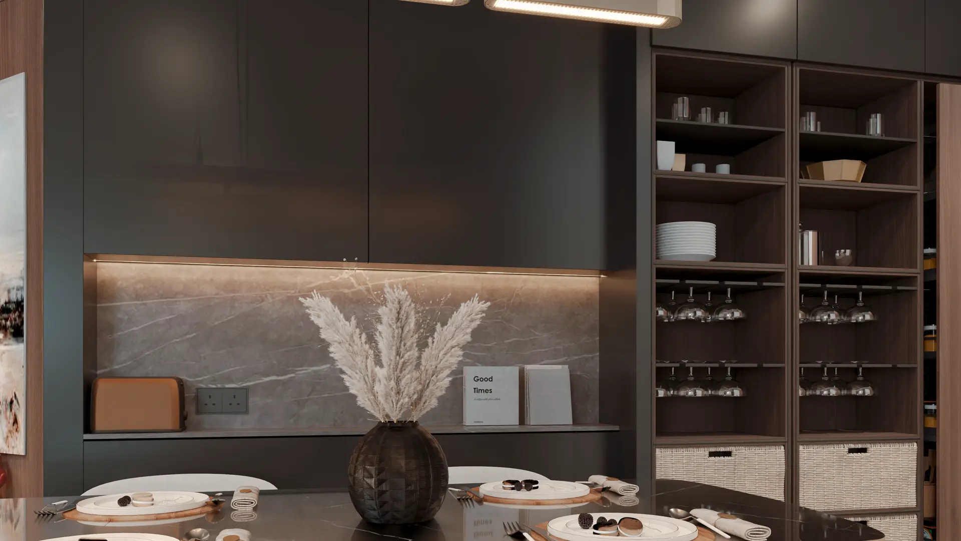 Chelsea Garden Pavilion bespoke kitchen crafted with solid English oak cabinetry and brushed bronze handles