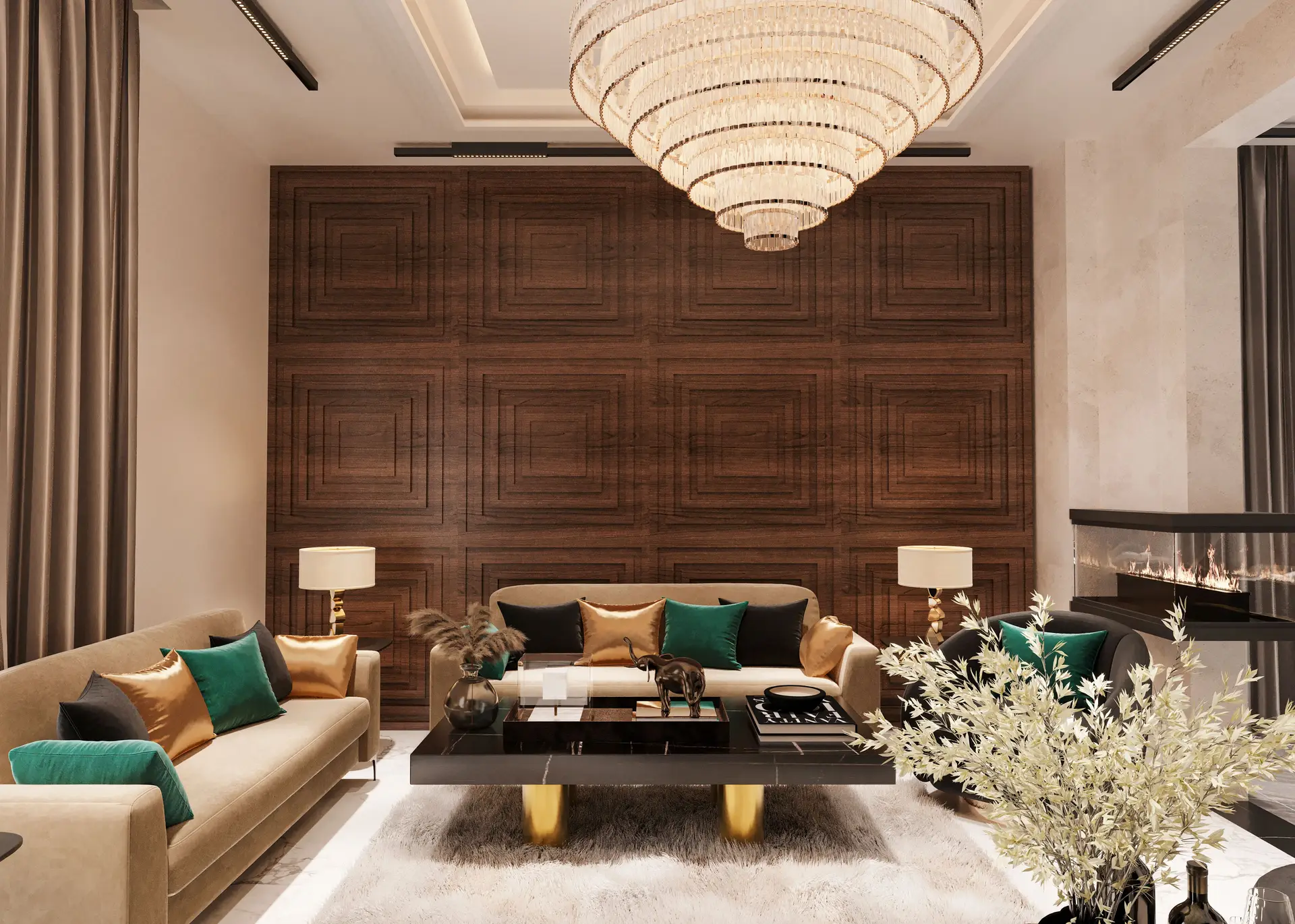 Architectural space planning layout and flowing living area